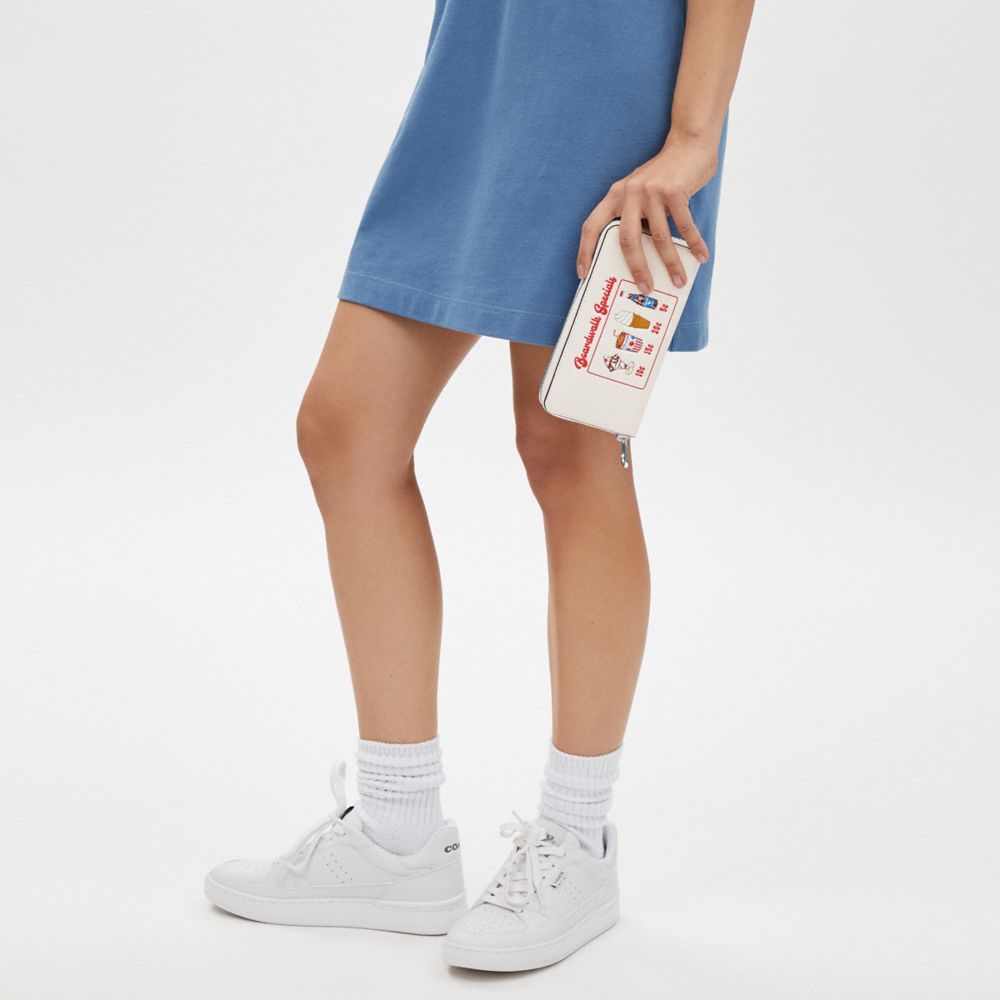COACH®,Long Zip Around Wallet With Boardwalk Graphic,Cream,Detail View
