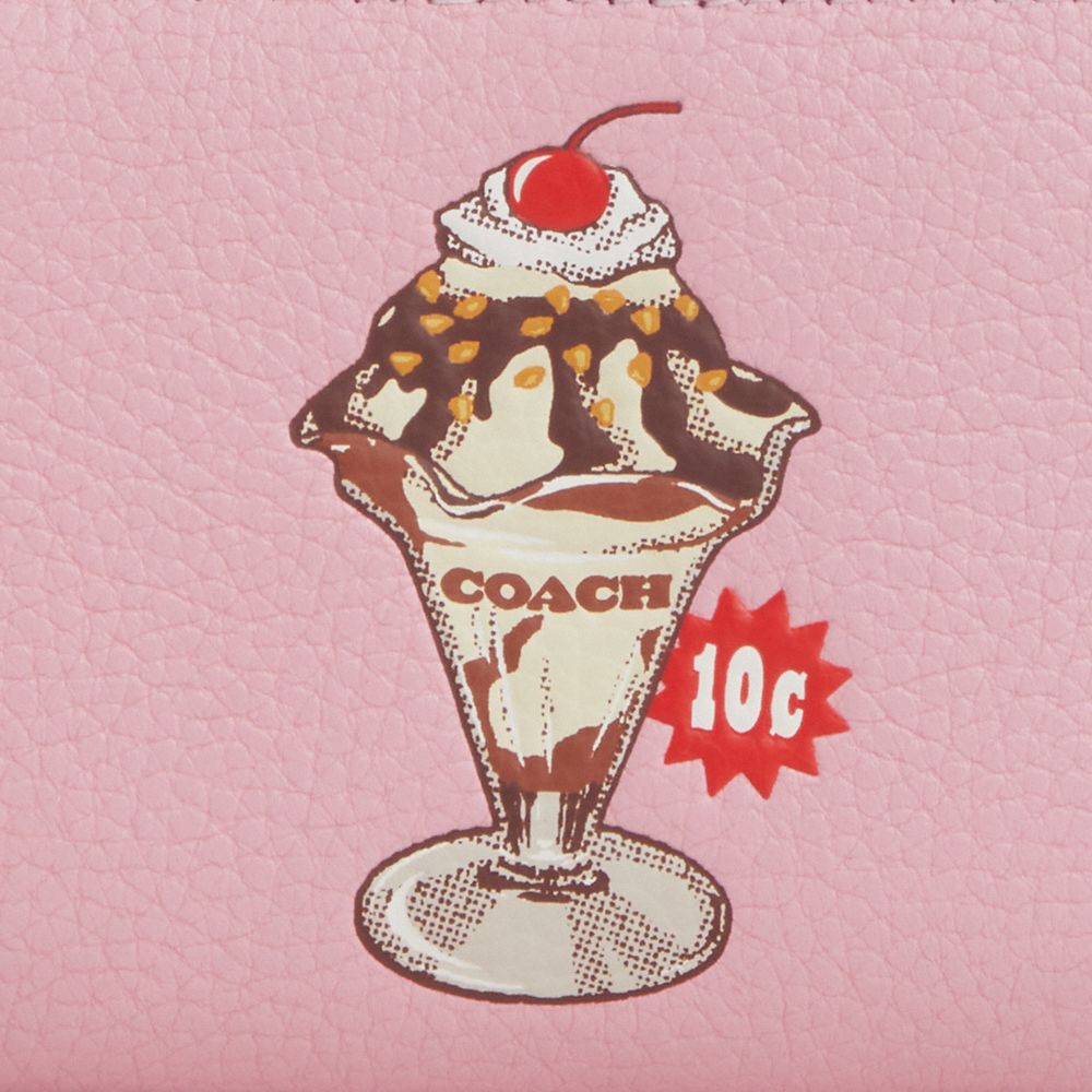 COACH®,SNAP WALLET WITH SUNDAE GRAPHIC,Mini,Sv/Cherry Blossom