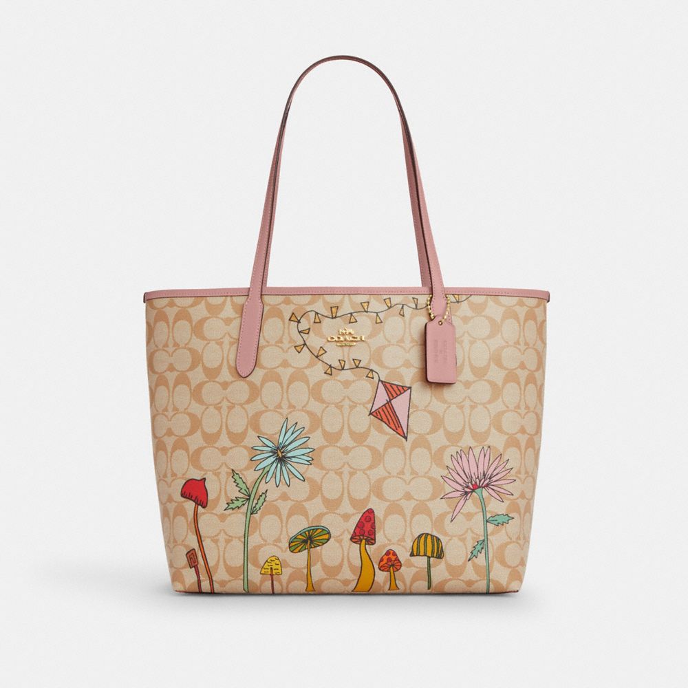 Gold Light Khaki Multi Coach X Observed By Us City Tote Bag In Signature Canvas