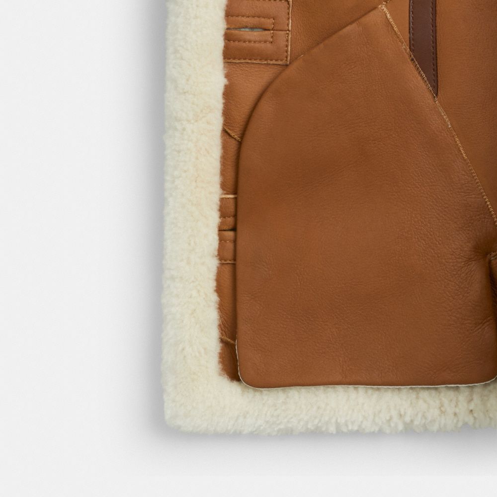 COACH®,Shearling Cardi Coat,Shearling,Teddy,Casual,Cream,Inside View,Top View