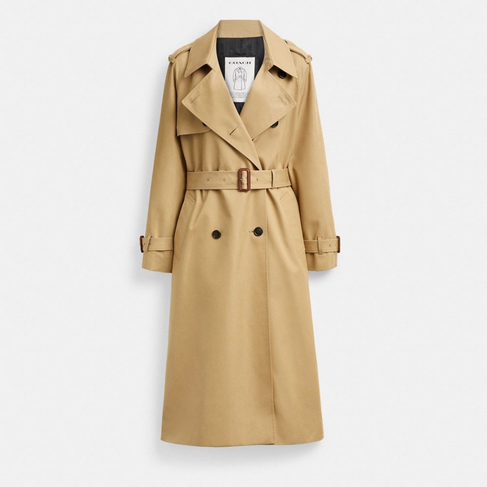 COACH®,Relaxed Trench,Cotton,Trench,Button,Sustainable,Work,Beige,Front View