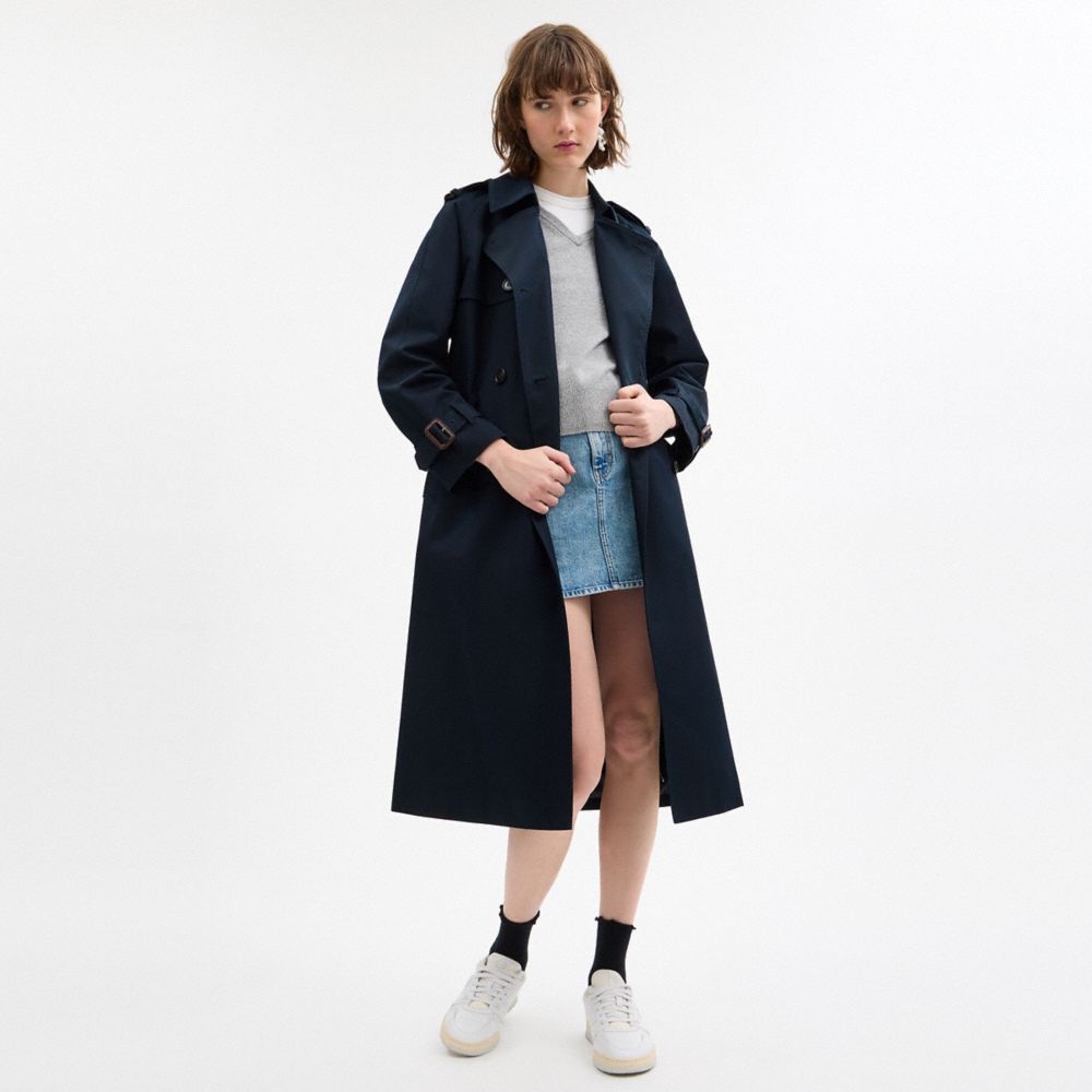 COACH®,Relaxed Trench,Cotton,Trench,Button,Sustainable,Work,Navy,Scale View