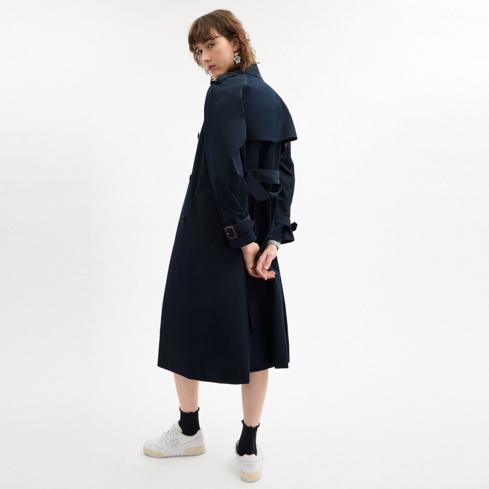 COACH®,Relaxed Trench,Cotton,Trench,Button,Sustainable,Work,Navy,Scale View