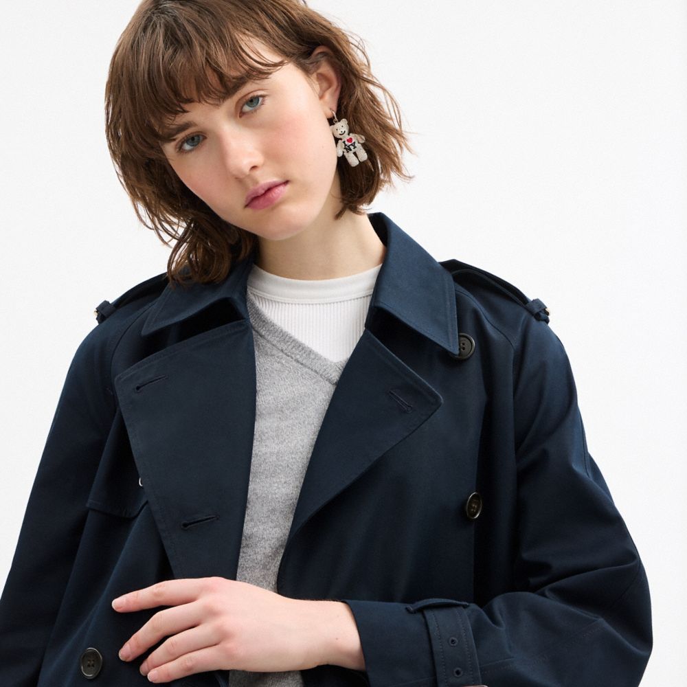 COACH®,Relaxed Trench,Cotton,Trench,Button,Sustainable,Work,Navy,Detail View