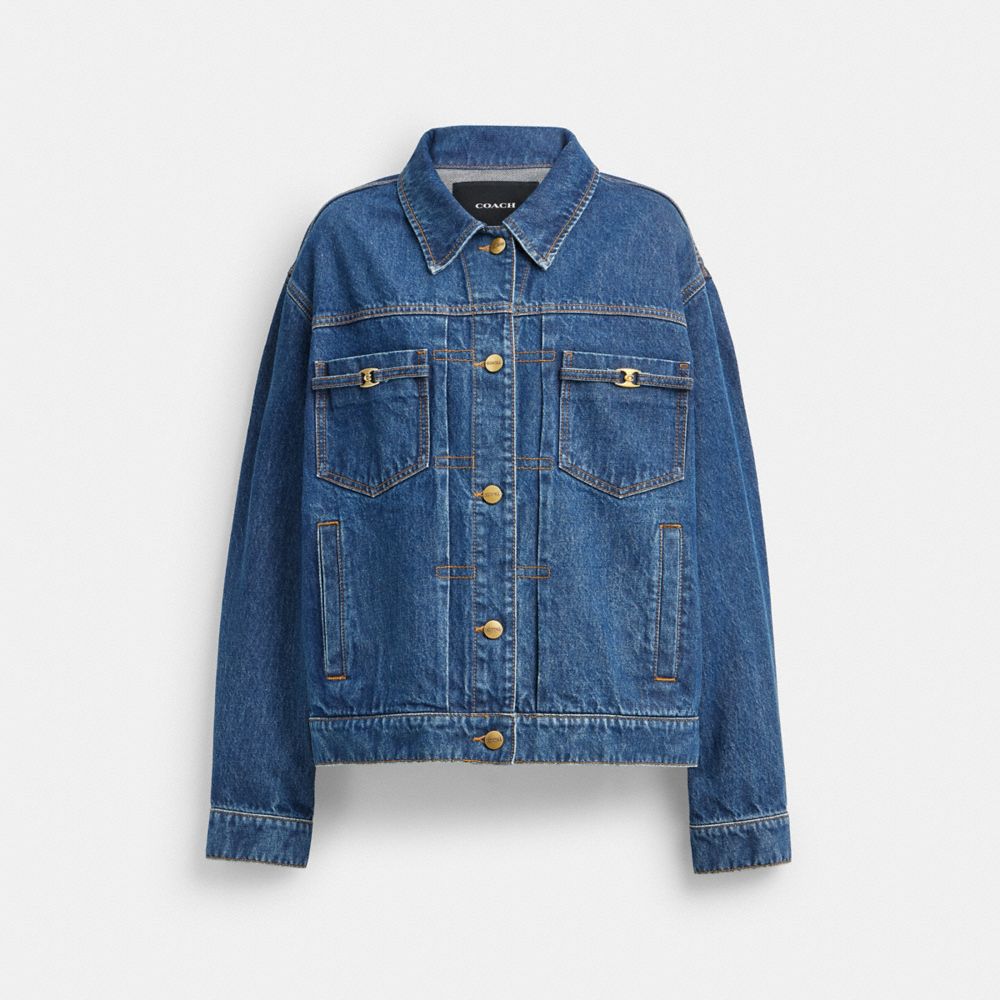 COACH®,Heritage C Denim Trucker Jacket,Cotton,Denim,Casual,,Front View