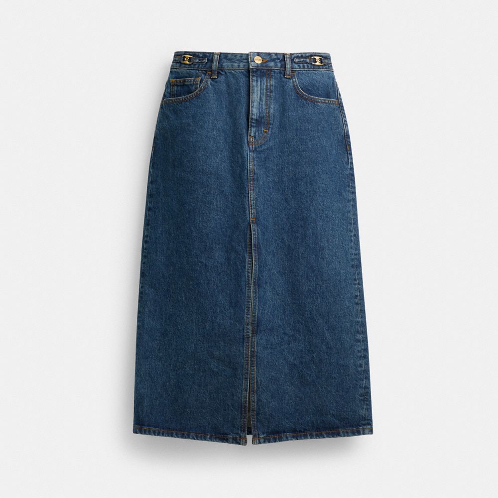 Cotton denim maxi skirt best sale