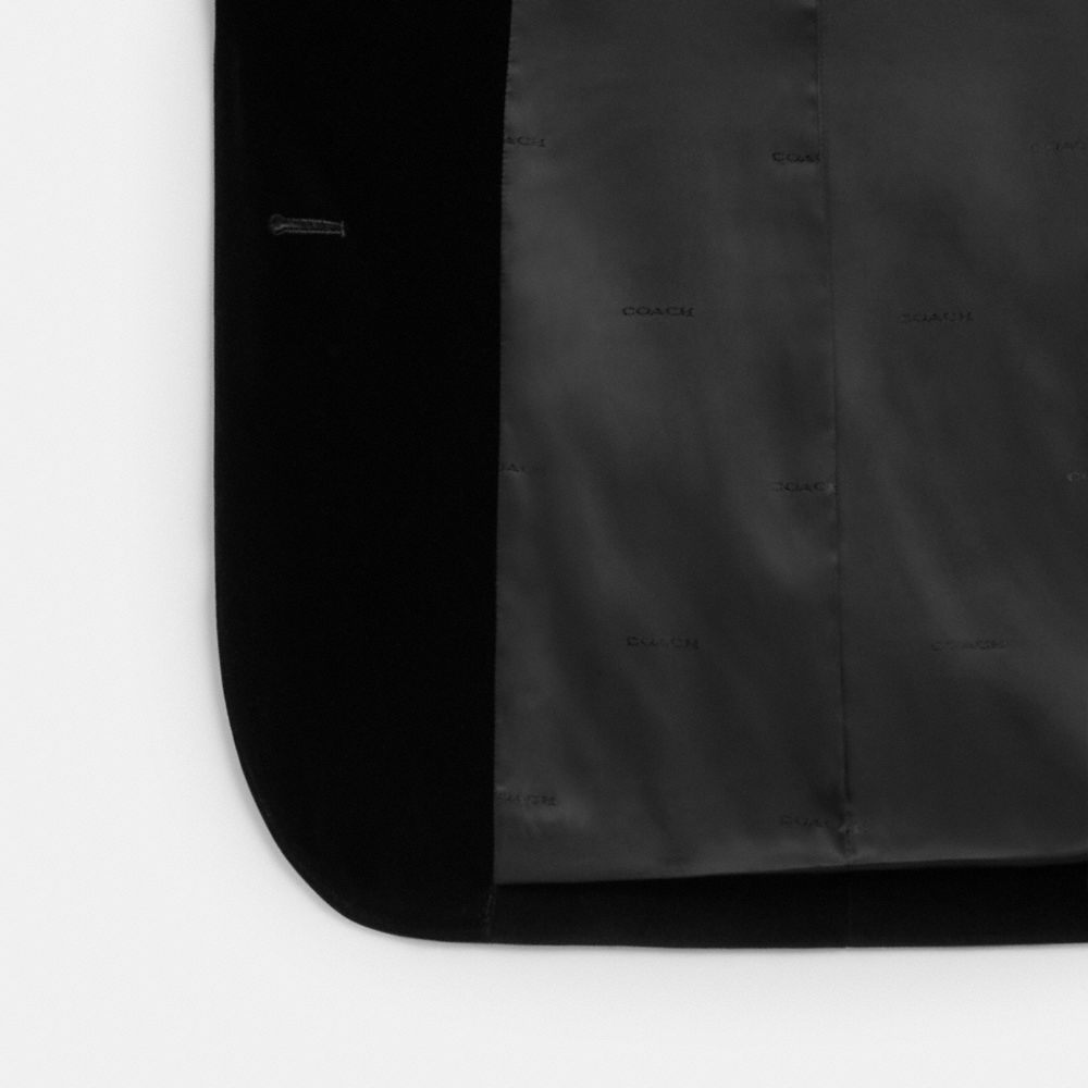 COACH®,Velvet Blazer,Viscose,Polyester,Cotton,Blazer,Applique,Button,Logo,Day Party,Black,Inside View,Top View