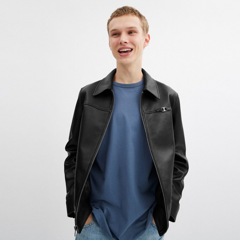 Мужские куртки Coach Heritage C Lightweight Leather Jacket — фото 3