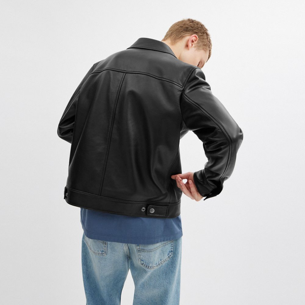 Мужские куртки Coach Heritage C Lightweight Leather Jacket — фото 4
