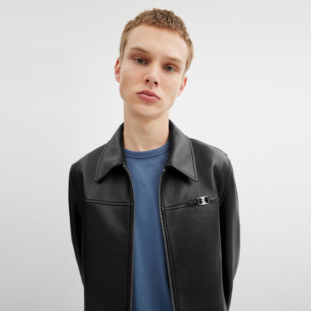 Мужские куртки Coach Heritage C Lightweight Leather Jacket — фото 5