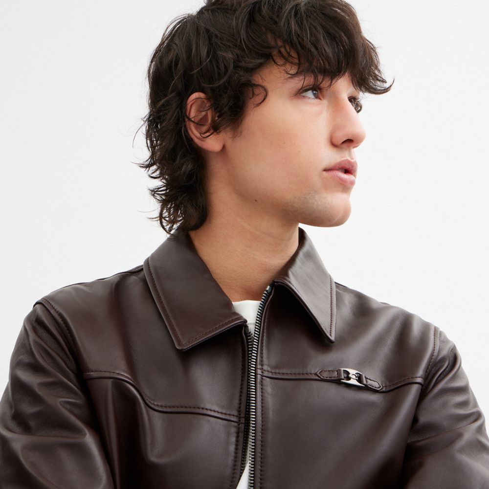 Coach Leather Jacket In Brown