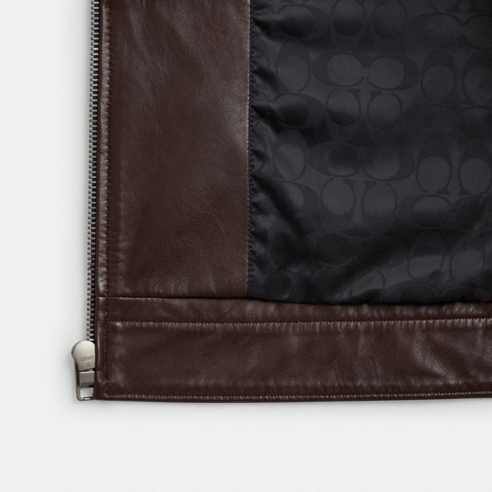 Coach Leather Jacket In Brown
