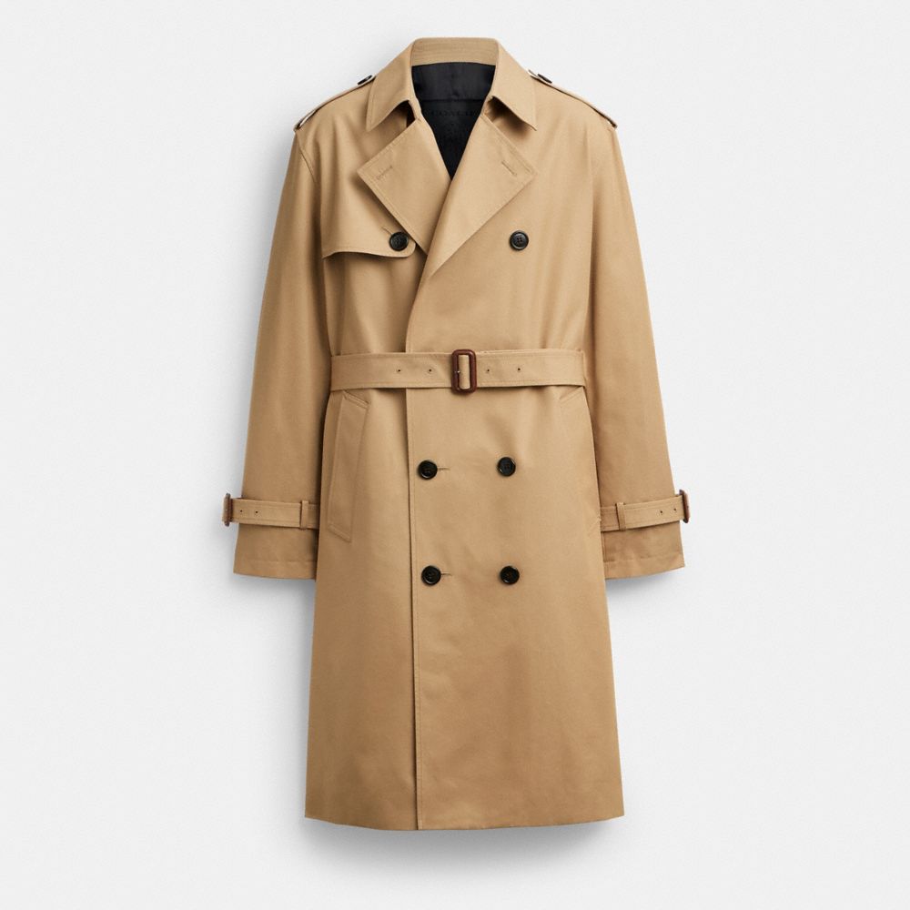 COACH®,Relaxed Trench Coat,Trench,Button,Work,Beige,Front View