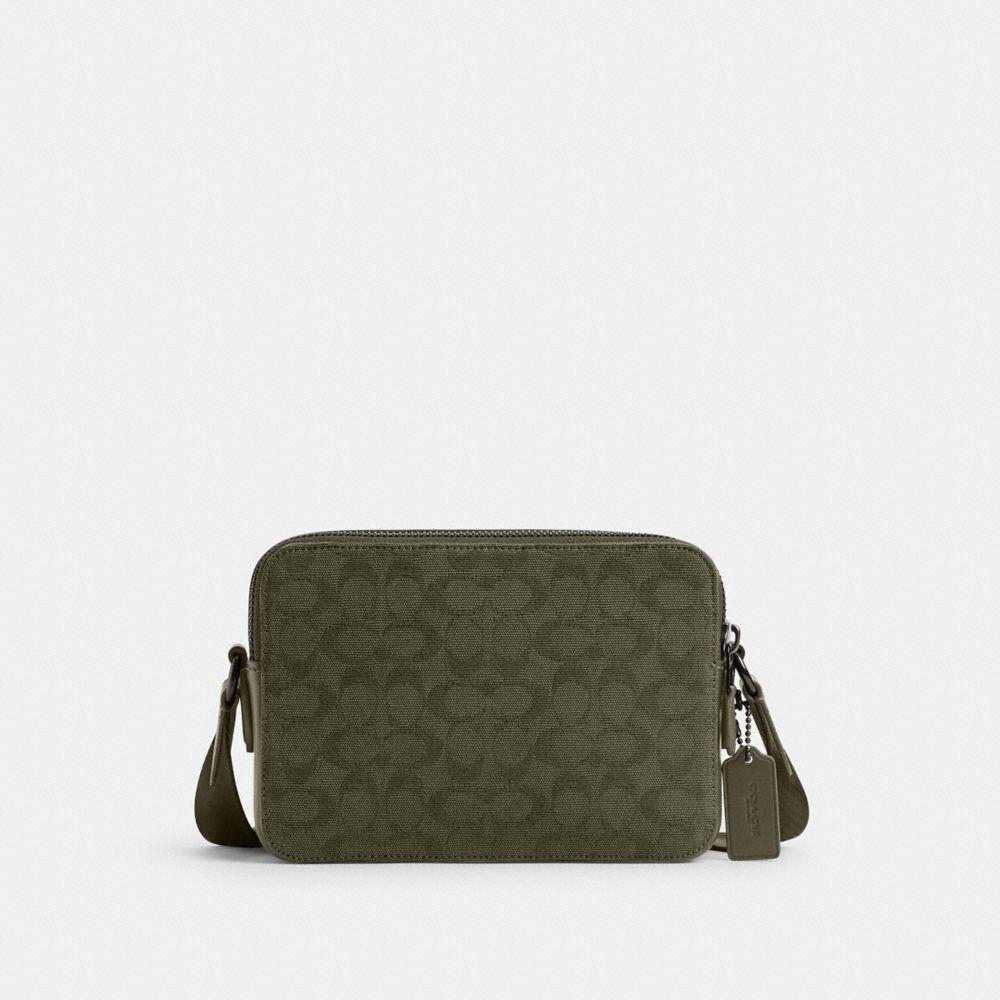 COACH®,CHARTER CROSSBODY BAG 24 IN SIGNATURE CANVAS JACQUARD,Army Green,Front View