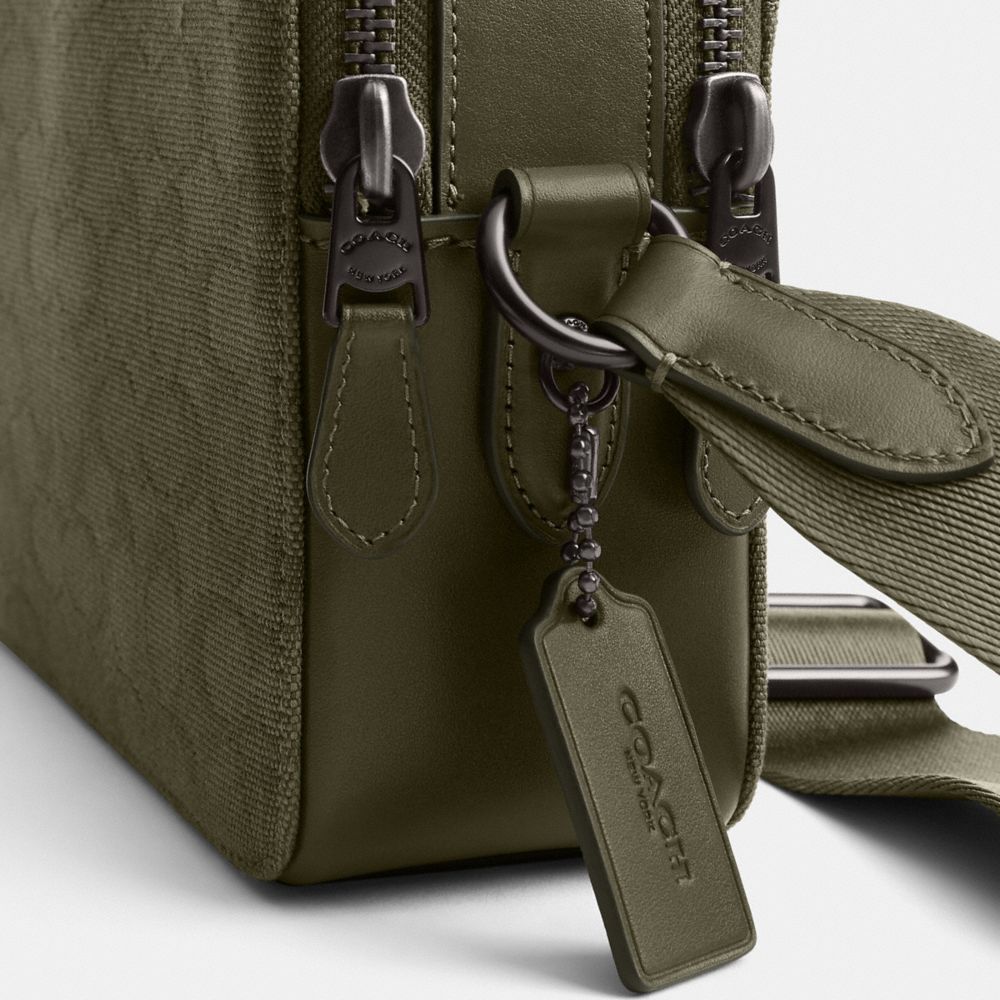 Coach Charter Crossbody Bag 24 In Army Green Signature Canvas Jacquard