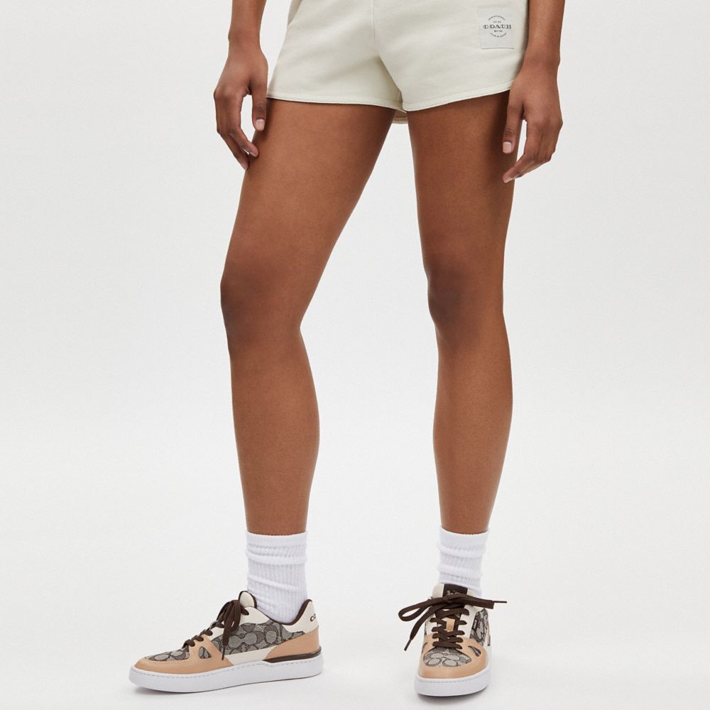 COACH®,Clip Low Top Sneaker In Signature Jacquard,Organic Cotton,Recycled Polyester,Leather,Casual,Mixed Media,Color Block...,Multi Color,Detail View