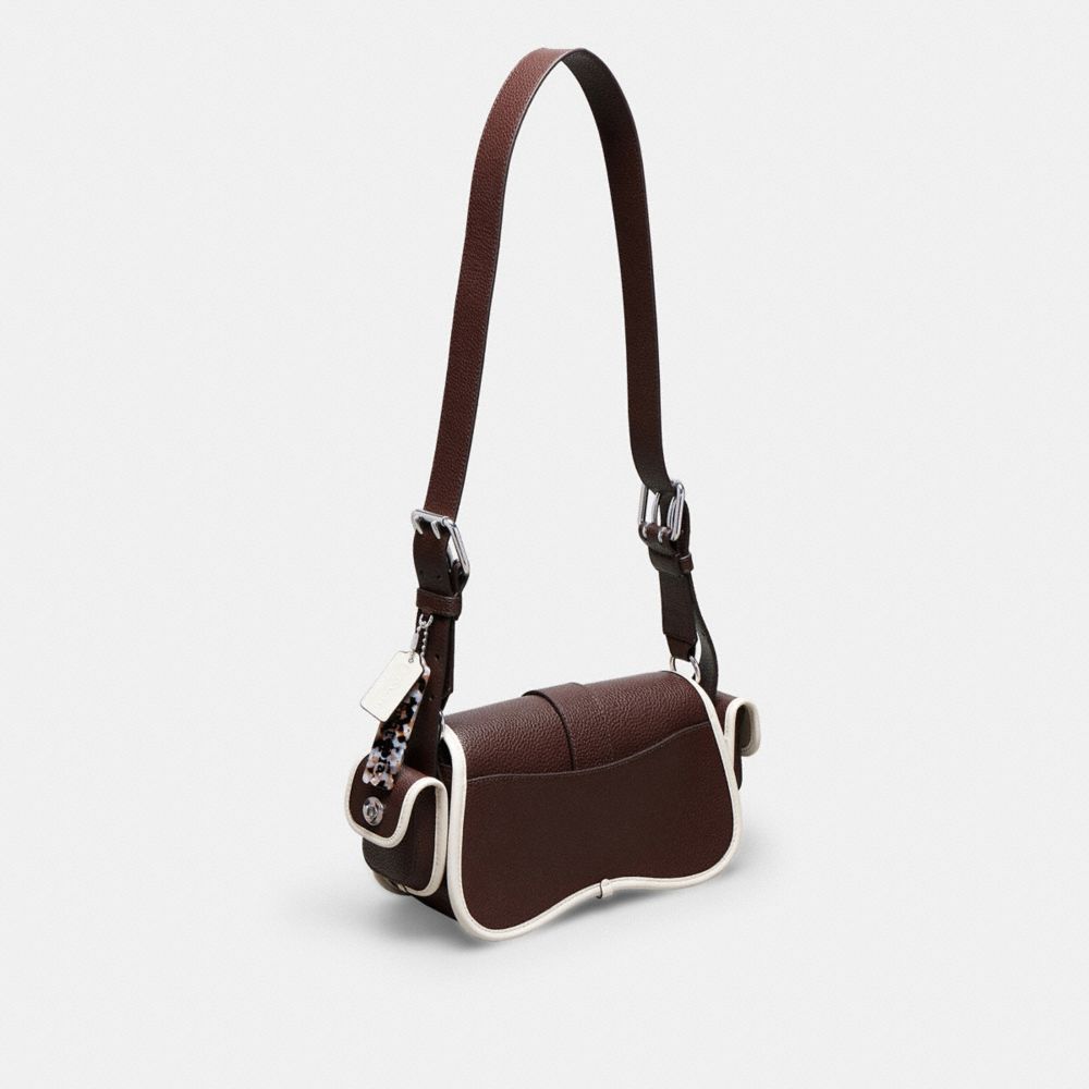 COACH®,Cargo Wavy Dinky Bag In Coachtopia Leather,Shoulder Bag,Plastic,Logo,Embossed,Casual,Day Party,Brown,Angle View