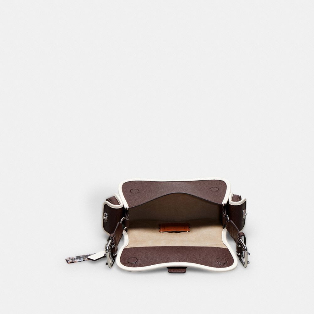 COACH®,Cargo Wavy Dinky Bag In Coachtopia Leather,Shoulder Bag,Plastic,Logo,Embossed,Casual,Day Party,Brown,Inside View,Top View
