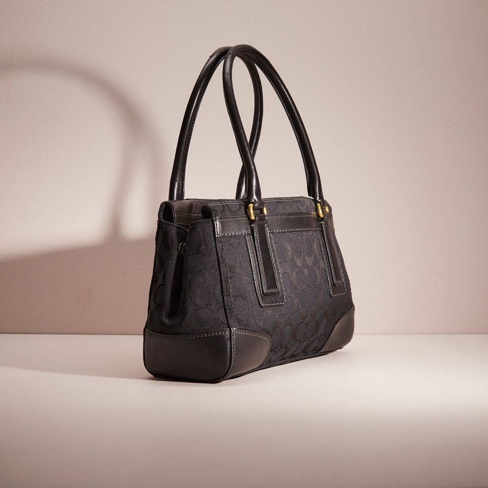 COACH®,RESTORED HAMPTONS MEDIUM CARRYALL,Brass/Black/Black,Angle View