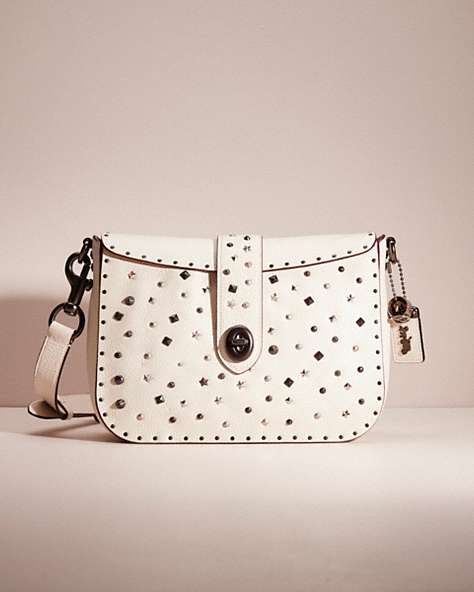 COACH®,UPCRAFTED PAGE 27 WITH RIVETS,Pebble Leather,Pewter/Chalk,Front View
