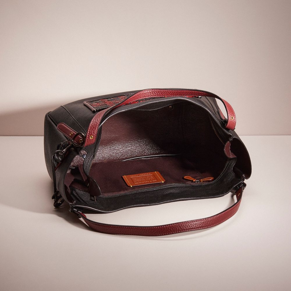 COACH®,UPCRAFTED ALANA TOTE,Polished Pebble Leather,Cozy Up,Pewter/Black,Inside View,Top View