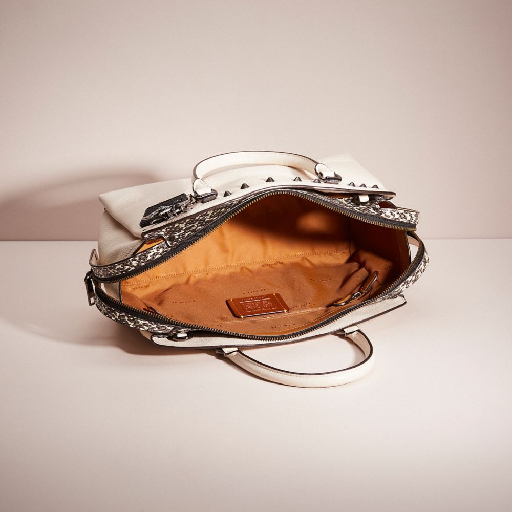 COACH®,Upcrafted Coach Drew Satchel With Snakeskin Detail,,Inside View,Top View