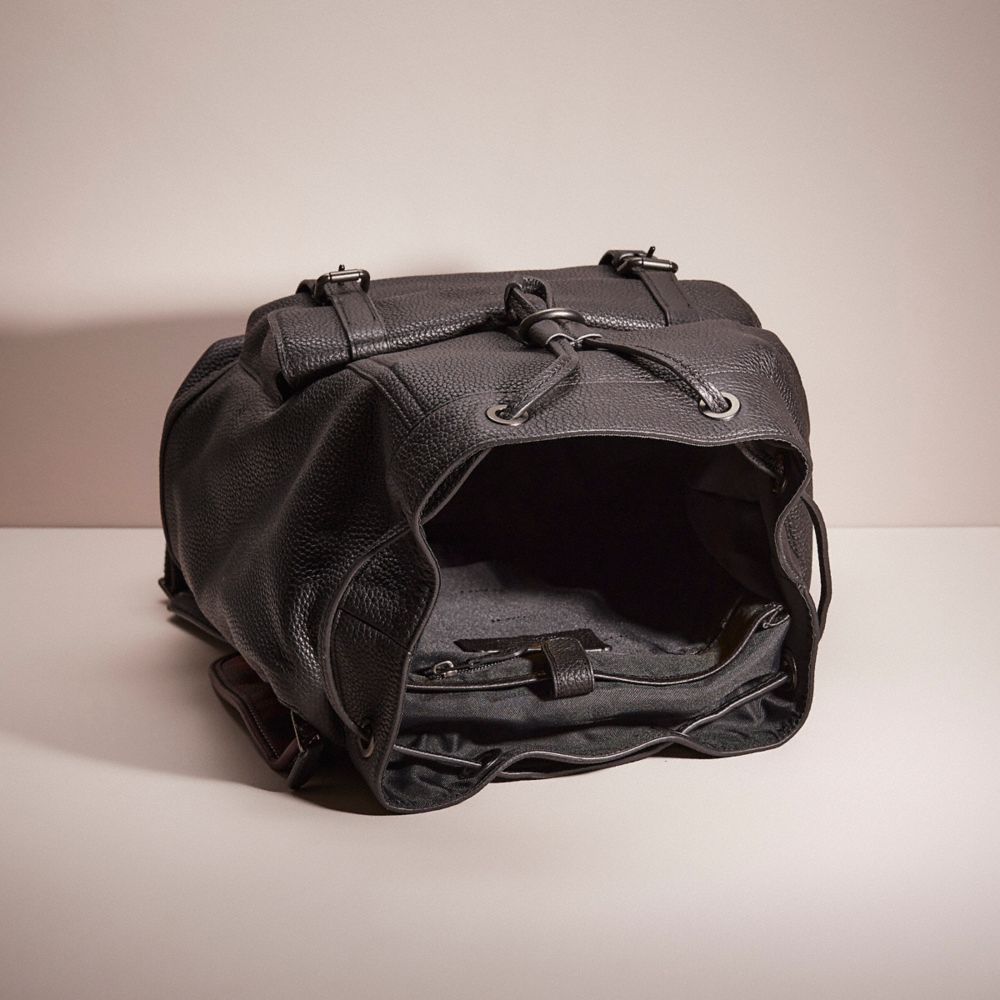 COACH®,Upcrafted Bleecker Backpack,Leather,Backpack,Pattern,Stitching,Casual,Black,Inside View,Top View