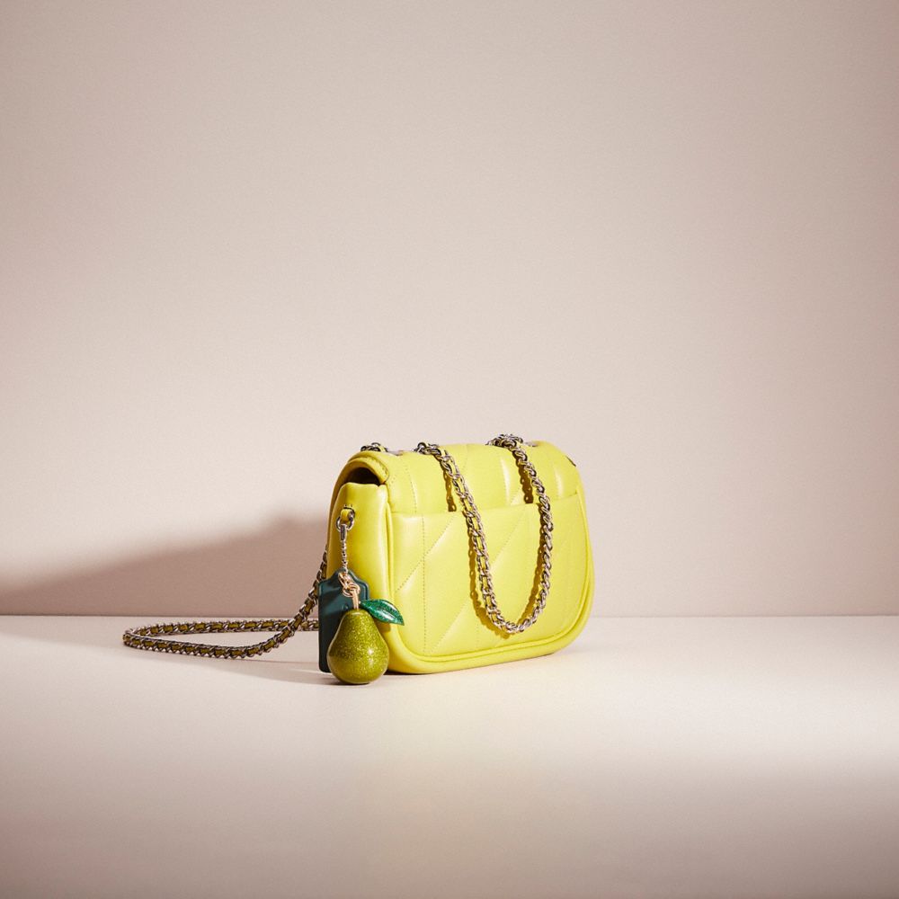 COACH®,UPCRAFTED PILLOW MADISON SHOULDER BAG 18 WITH QUILTING,Nappa leather,Silver/Keylime,Angle View