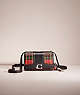 COACH®,UPCRAFTED BANDIT CROSSBODY WITH PLAID PRINT,Glovetanned Leather,Cozy Up,Silver/Sport Red Multi,Front View