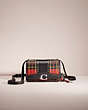 COACH®,UPCRAFTED BANDIT CROSSBODY WITH PLAID PRINT,Glovetanned Leather,Cozy Up,Silver/Sport Red Multi,Front View