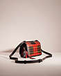 COACH®,UPCRAFTED BANDIT CROSSBODY WITH PLAID PRINT,Glovetanned Leather,Cozy Up,Silver/Sport Red Multi,Angle View
