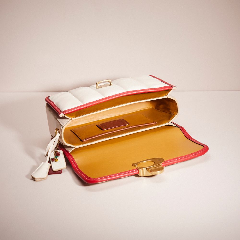 COACH®,UPCRAFTED STUDIO SHOULDER BAG WITH QUILTING,Nappa leather,Brass/Chalk,Inside View,Top View