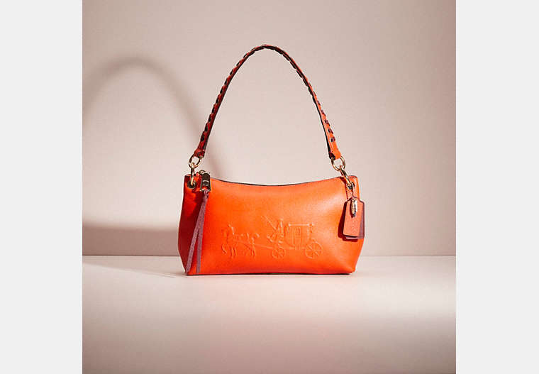 COACH®,UPCRAFTED CHARLEY CROSSBODY WITH EMBOSSED HORSE AND CARRIAGE,Pebble Leather,Light Gold/Watermelon,Front View