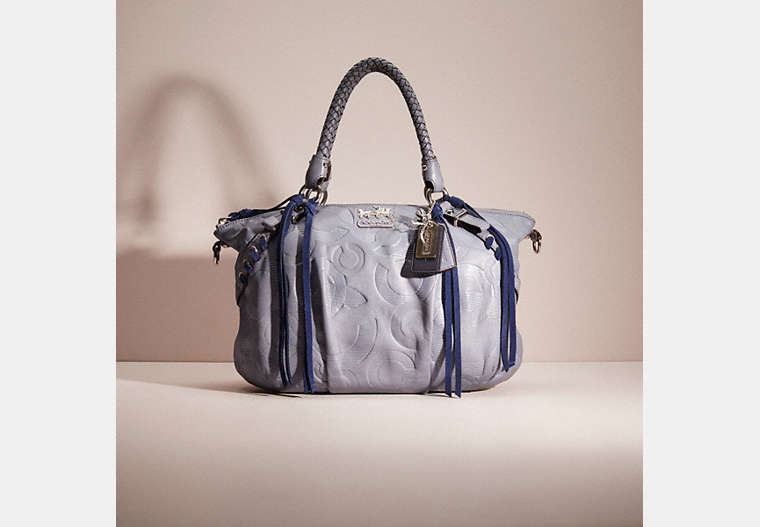 COACH®,UPCRAFTED MADISON SOPHIA SATCHEL,Embossed Leather,Silver/Light Wisteria,Front View