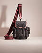 COACH®,UPCRAFTED HITCH BACKPACK 13 IN SIGNATURE CANVAS,Signature Coated Canvas,Charcoal,Front View