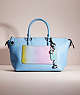 COACH®,UPCRAFTED CARA SATCHEL,Pebble Leather,Pewter/Pool,Front View