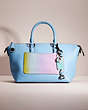 COACH®,UPCRAFTED CARA SATCHEL,Pebble Leather,Pewter/Pool,Front View