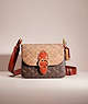 COACH®,UPCRAFTED BEAT SHOULDER BAG IN SIGNATURE CANVAS WITH HORSE AND CARRIAGE PRINT,Signature Coated Canvas,Coz...,Brass/Tan Truffle Rust,Front View