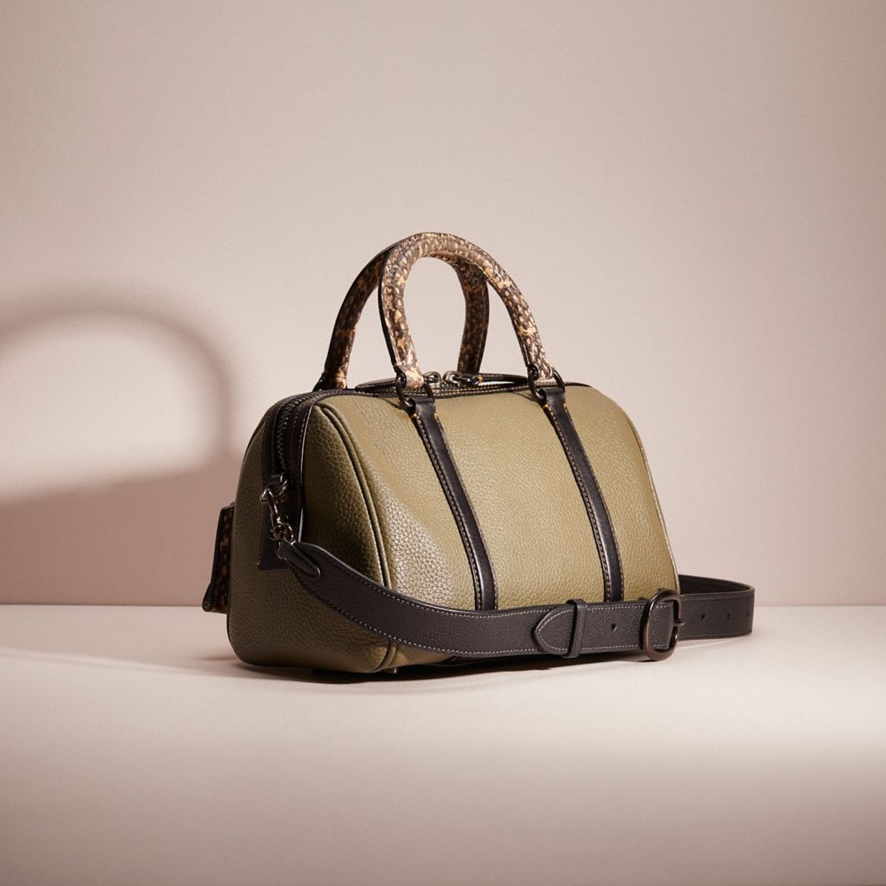 COACH®,Upcrafted Ruby Satchel 25 In Colorblock With Snakeskin Detail,,Angle View