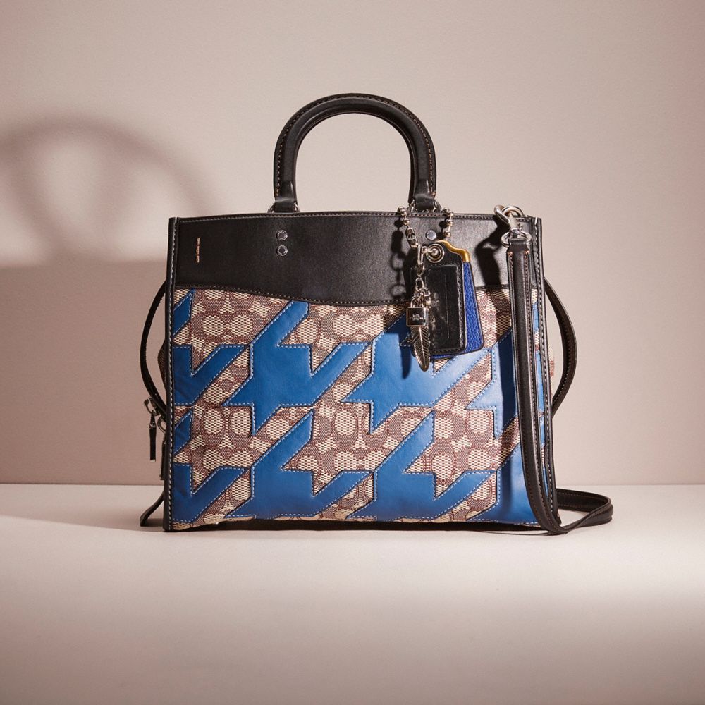 COACH®,UPCRAFTED ROGUE IN SIGNATURE TEXTILE JACQUARD,Signature Jacquard,Cozy Up,Silver/Cocoa Black,Front View