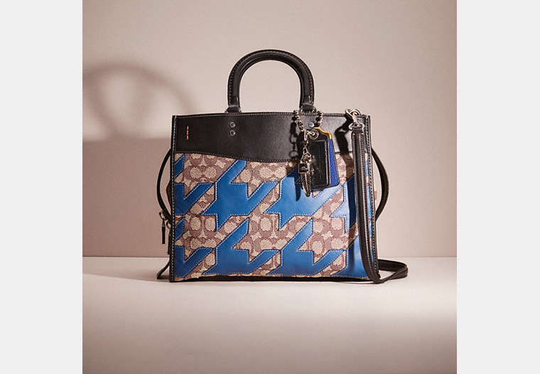 COACH®,UPCRAFTED ROGUE IN SIGNATURE TEXTILE JACQUARD,Signature Jacquard,Cozy Up,Silver/Cocoa Black,Front View
