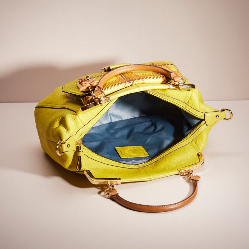 COACH®,UPCRAFTED MADISON LILLY BAG,Pebble Leather,Cozy Up,Gold/Kiwi,Inside View,Top View