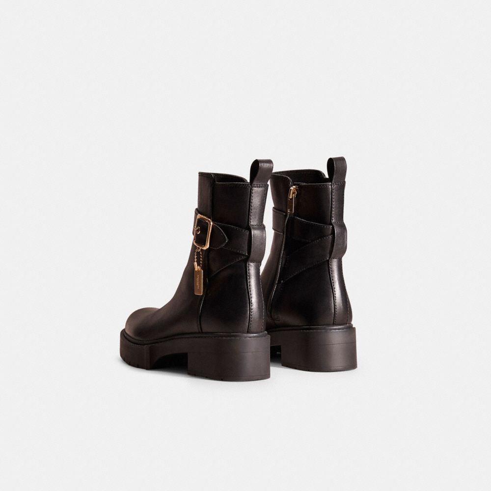 COACH®,Restored Lacey Bootie,Rubber,Leather,Bootie,Foam,Cushioned,Memory Foam Insole,Day Party,Casual,Black,Back View