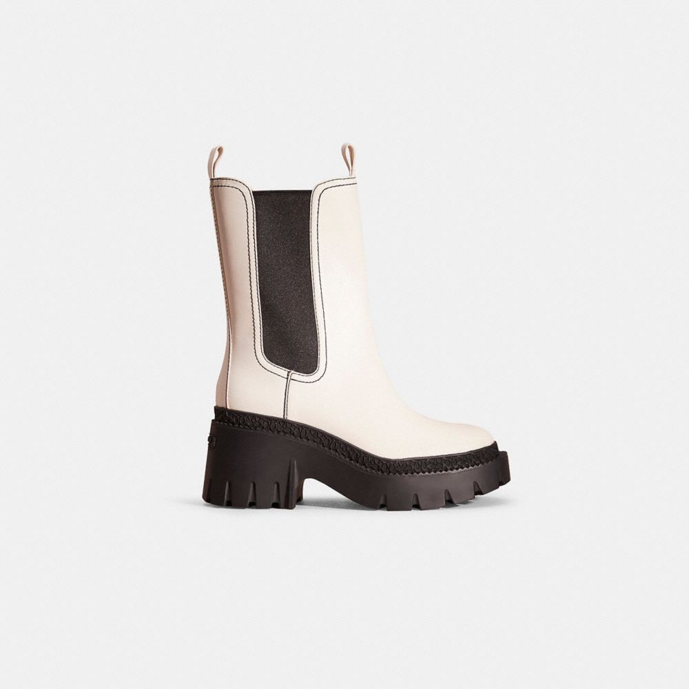 COACH®,RESTORED ALEXA BOOTIE,Leather,Chalk/Black,Front View