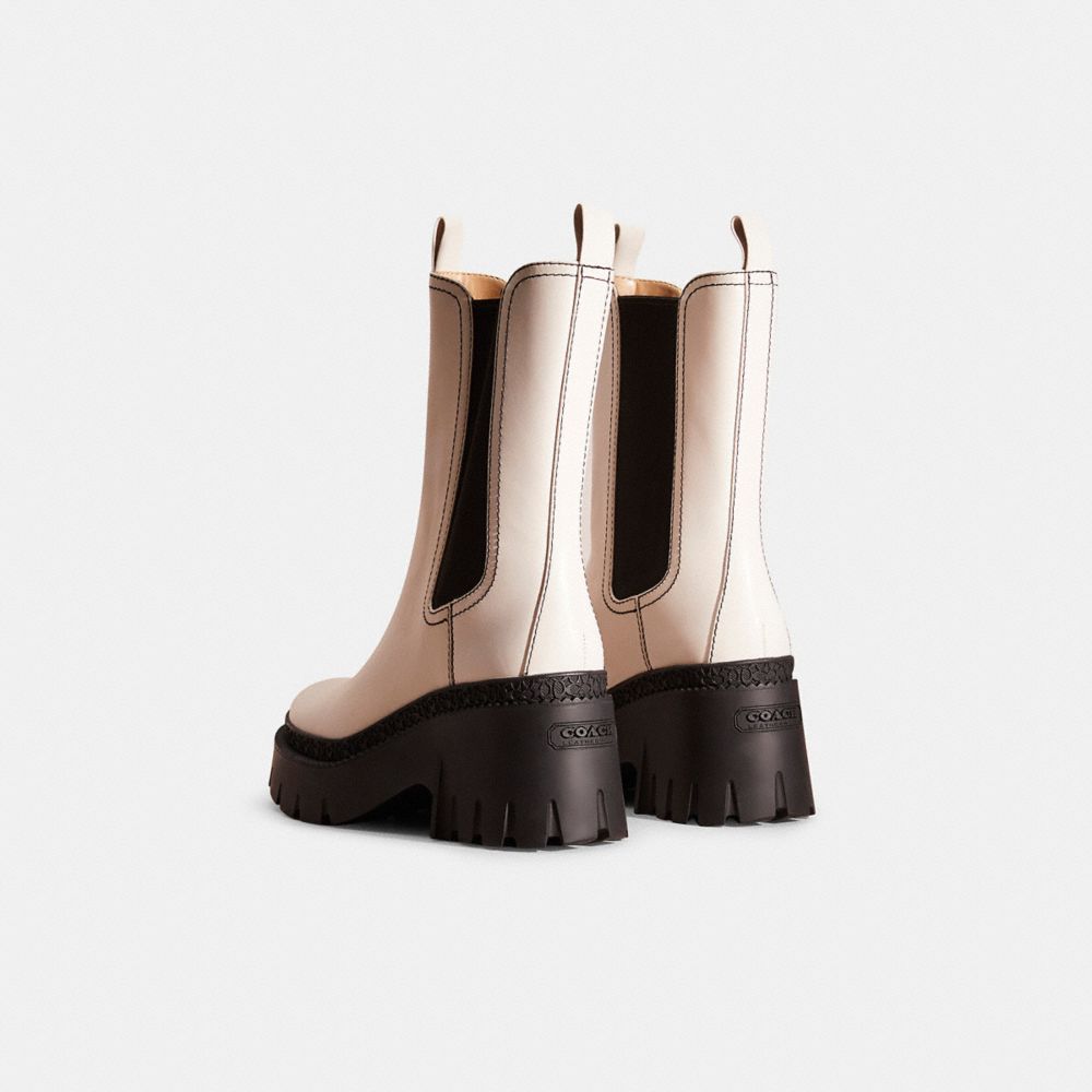 COACH®,Restored Alexa Bootie,Leather,Lining Leather,Chelsea Boots,Pull Tab,Casual,White,Back View