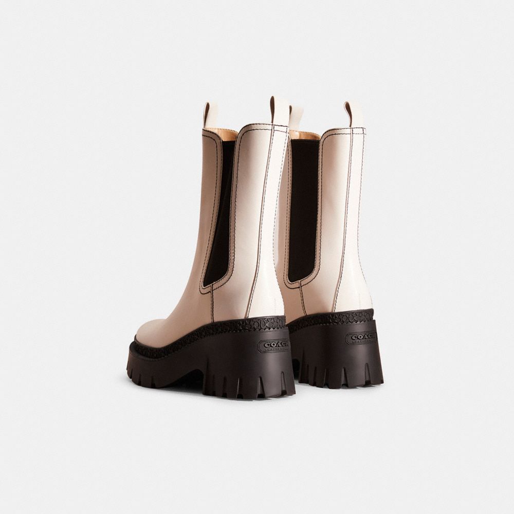 Coach Chalk Black Alexa Leather Bootie In Chalk/black