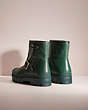 COACH®,RESTORED TROOPER MOTO BOOT,Leather,Pine Green,Back View