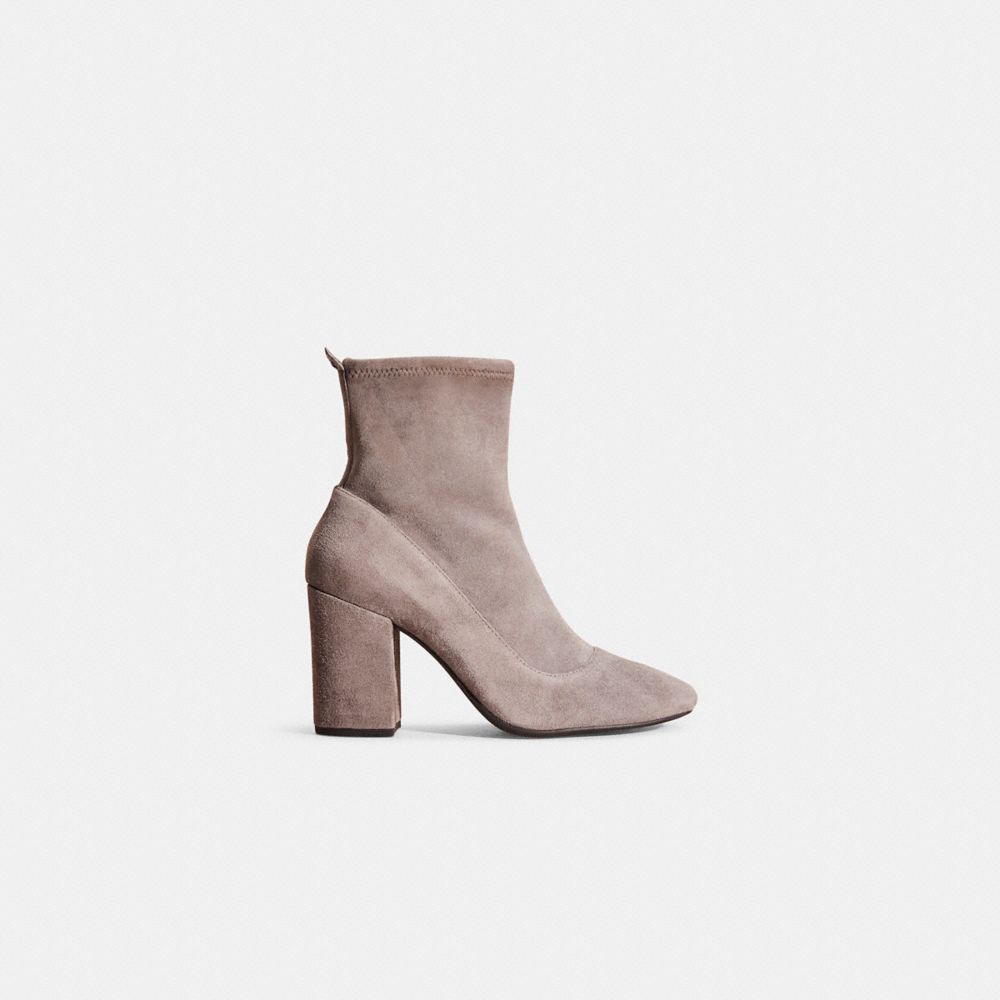 COACH®,RESTORED GIANA STRETCH BOOTIE,Suede,Heather Grey,Front View