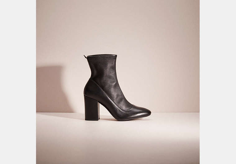 COACH®,RESTORED GIANA STRETCH BOOTIE,Leather,Black,Front View