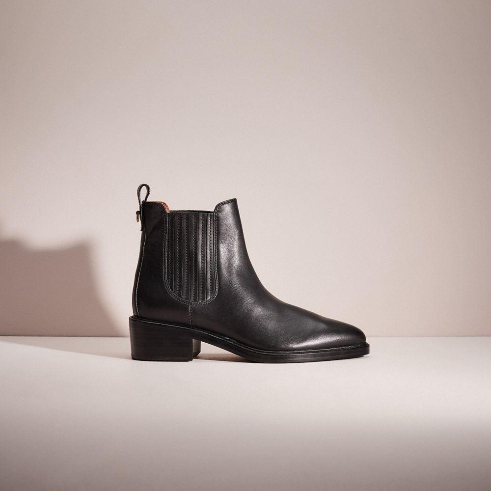 COACH®,RESTORED BOWERY CHELSEA BOOTIE,Leather,Black,Front View